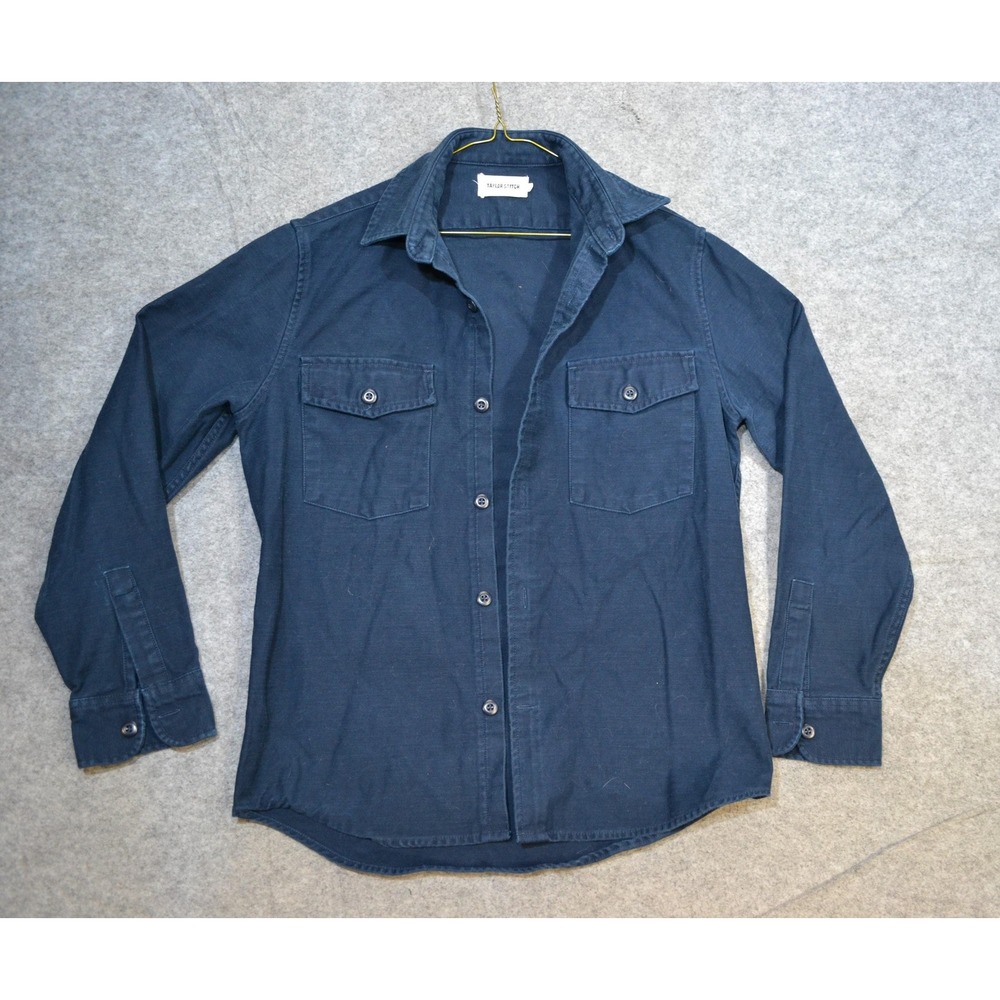 Taylor Stitch Shore Shirt Mens 38 Navy Blue Organic Button Up Long Sleeve Casual